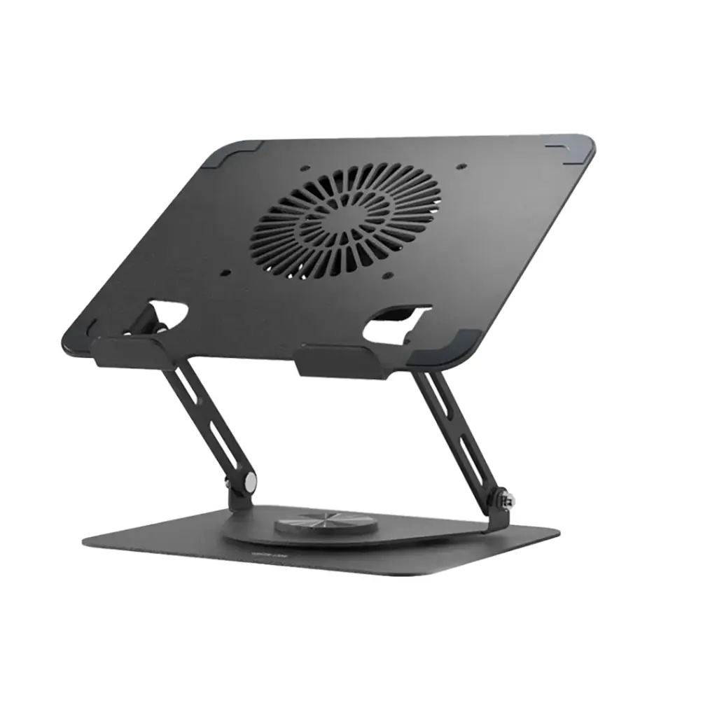 GREEN LION ADJUSTABLE LAPTOP STAND WITH COOLING FAN BLACK GNAD360STDBK