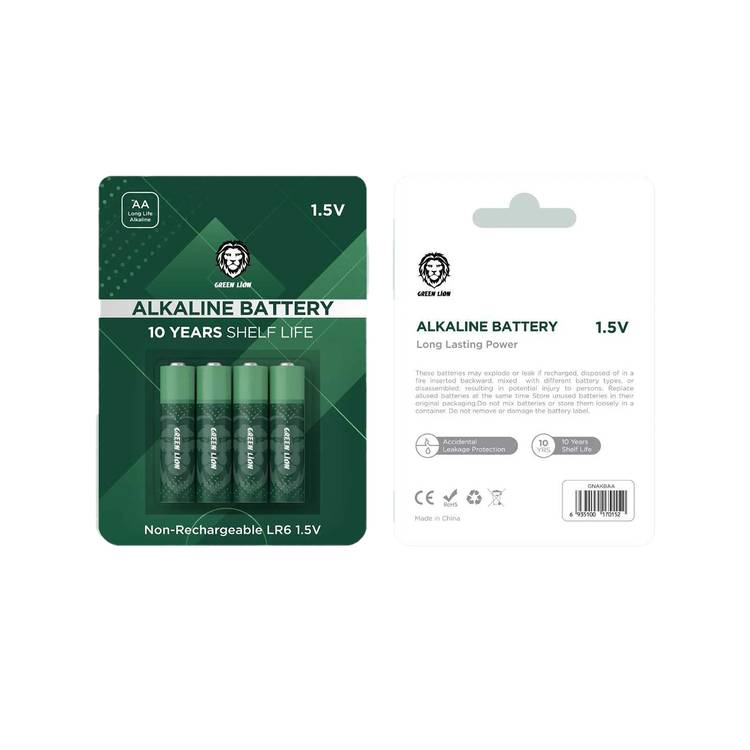 GREEN LION ALKALINE BATTERY AA 4 PACK GREEN GNAKBAA