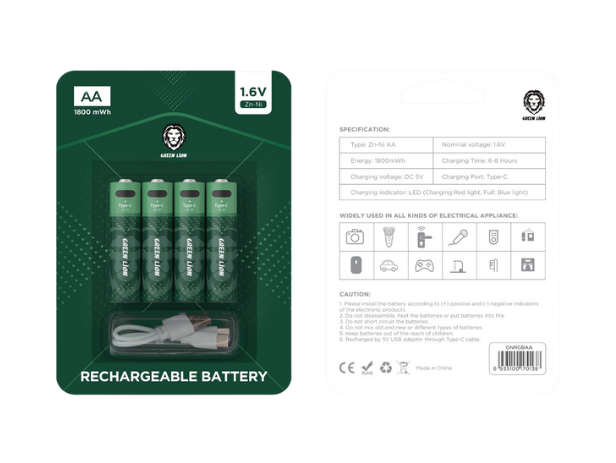 GREEN LION RECHARGEABLE BATTERY AA 4 PACK GNRGBAA