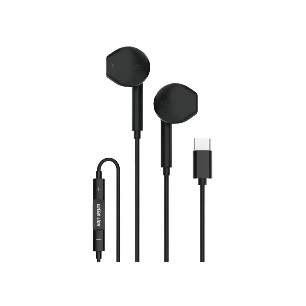 GREEN LION STEREO EARPHONE WITH TYPE-C CONNECTOR BLACK GNSTROEPTCBK