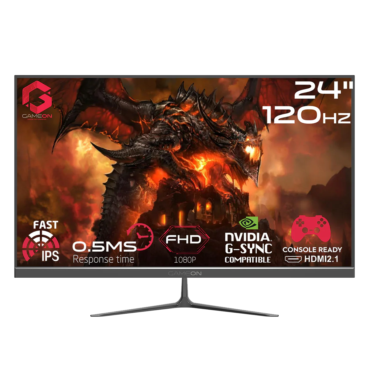 GameOn 24-Inch Gaming Monitor (FHD, 120Hz, HDMI 2.1, Model GOES24FHD120IPS) - High-Performance Display for Gamers