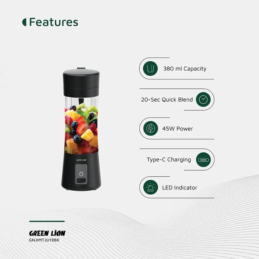 GREEN LION JUICE MATE PORTABLE JUICER 380ML WHITE GNJIMTJU19WH thumbnail 3