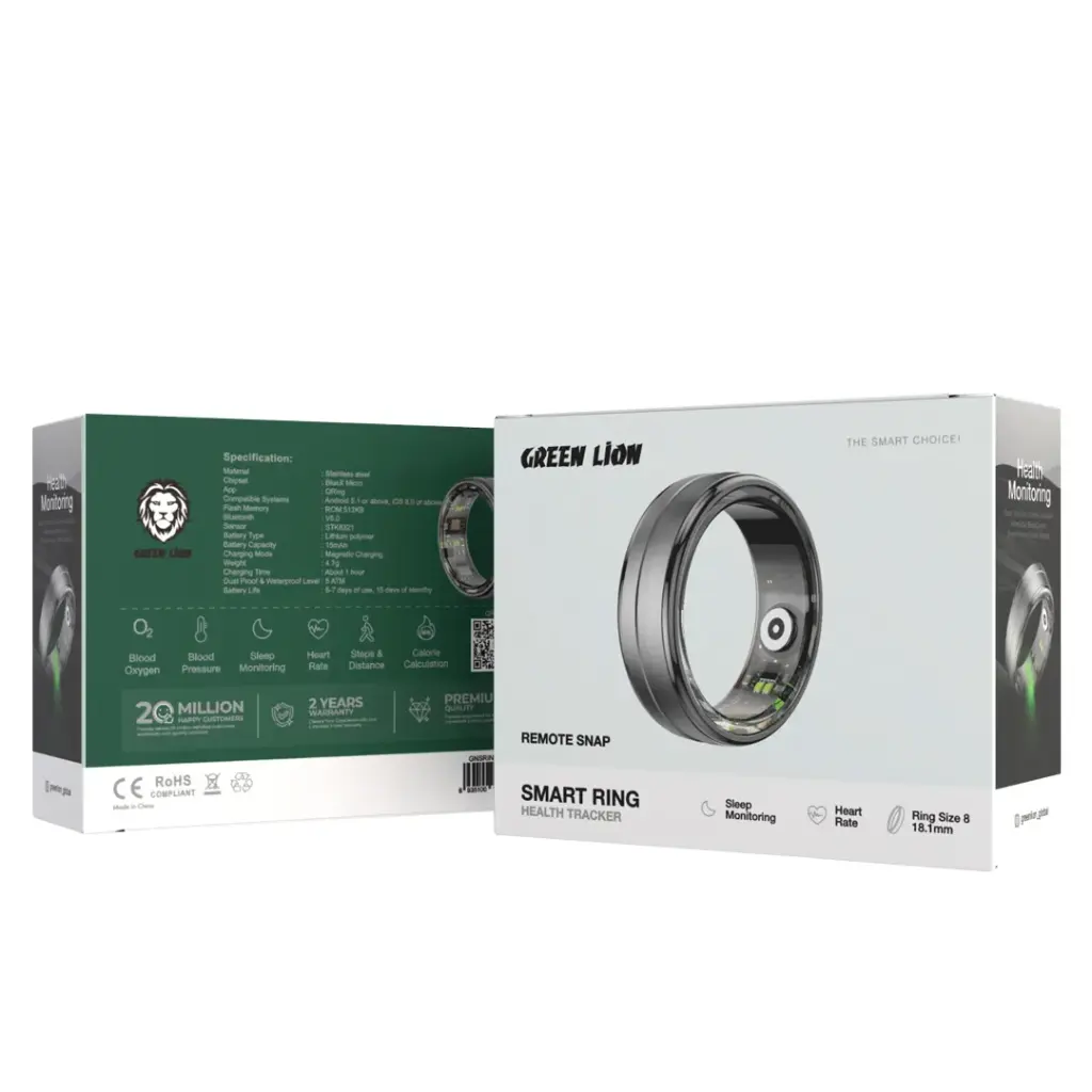 GREEN LION SMART HEALTH TRACKER RING SIZE 8 BLACK GNSRING8BK thumbnail 3