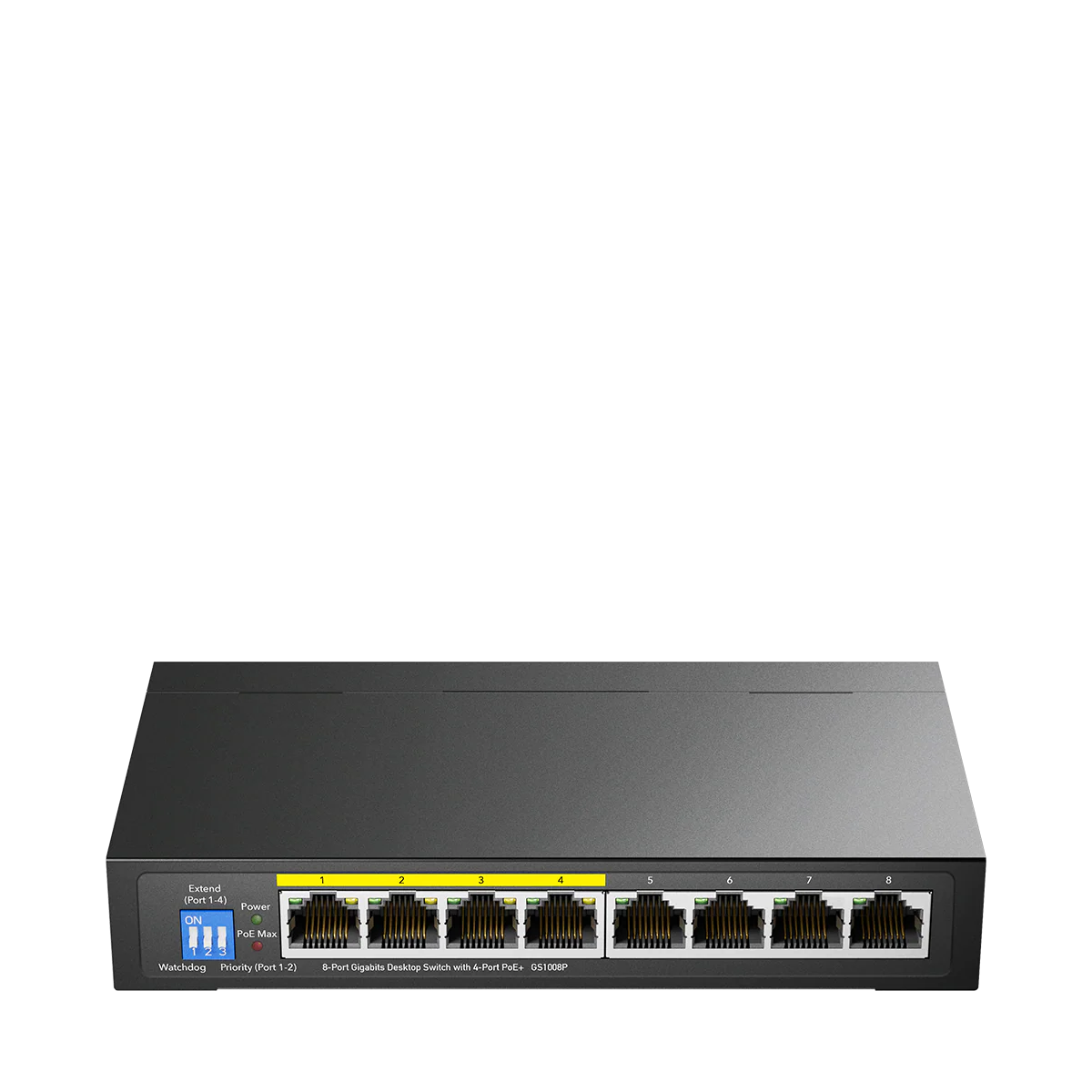 CUDY 8-PORT GIGABIT DESKTOP SWITCH WITH 4-PORT POE+ GS1008P