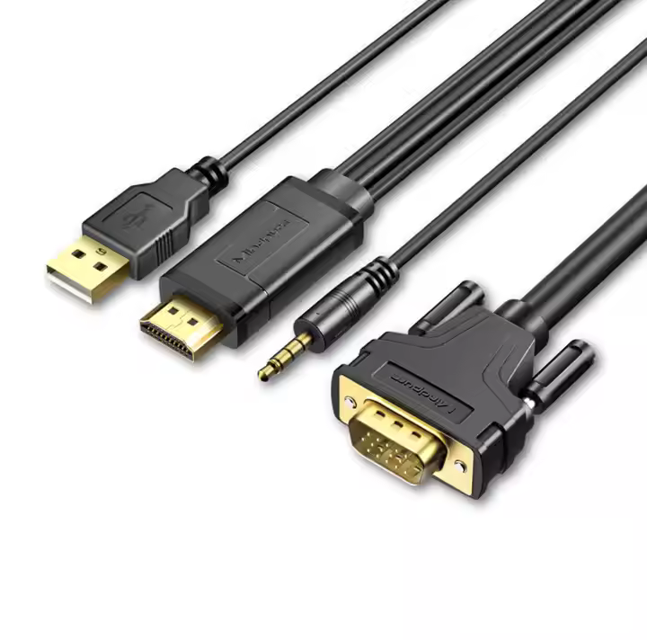 MINDPURE HDMI TO VGA ADAPTER CABLE WITH AUDIO POWER SUPPLY 5M BLACK LX10422