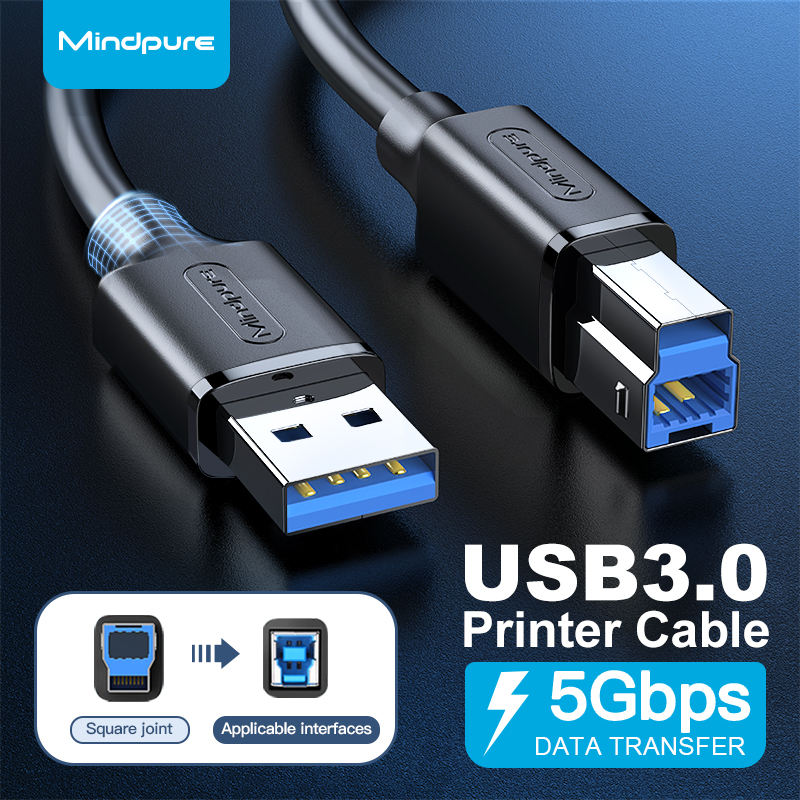 MINDPURE USB CABLE 2.0 AM/BM GOLD PLATED HEADER 2M BLACK LX10121 thumbnail 5