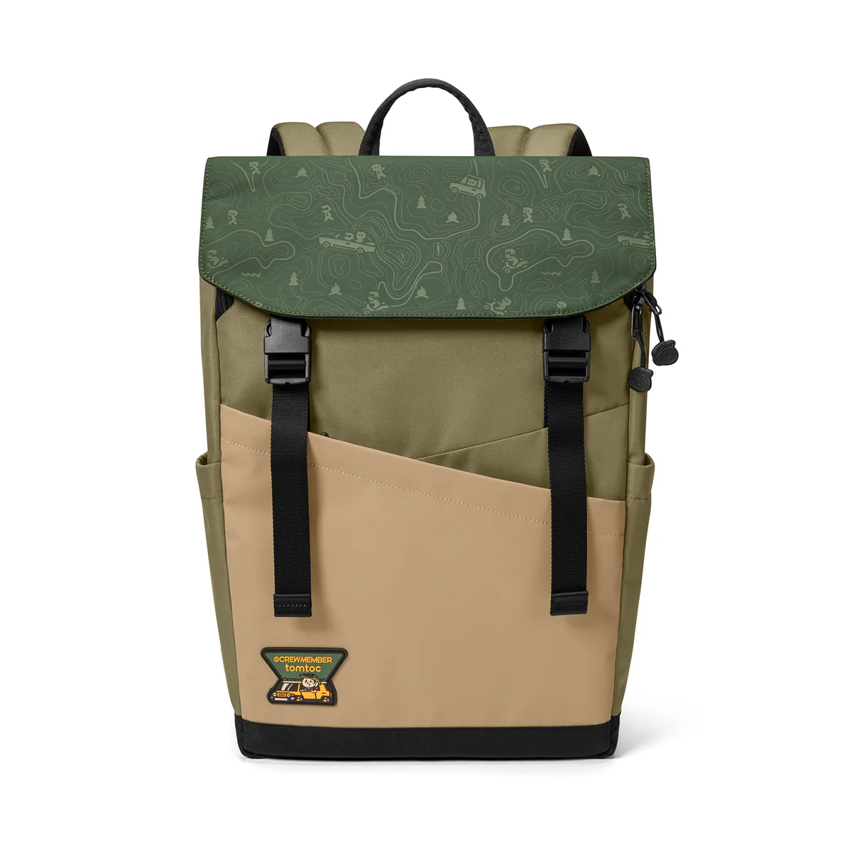TOMTOC SLASH T64 15.6 INCH FLIP LAPTOP BACKPACK GREEN T64M1T1GC