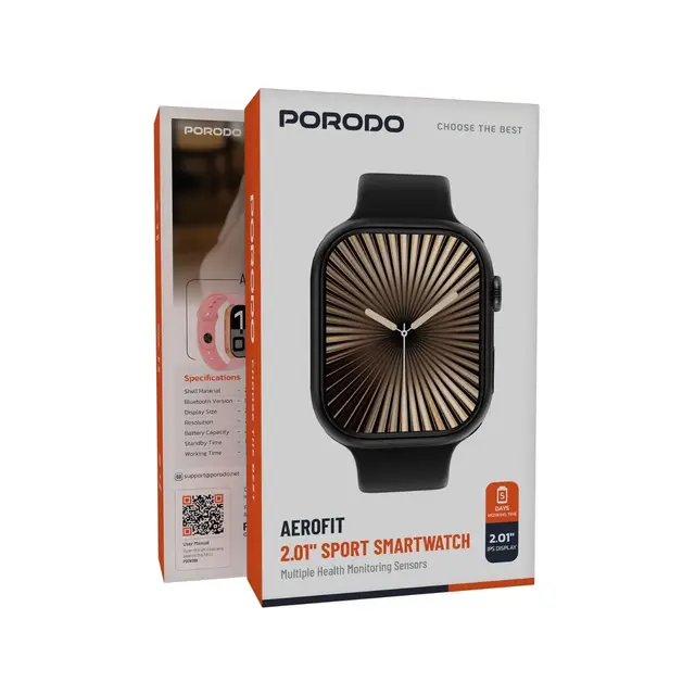 PORODO AEROFIT 2.01 SPORT SMART WATCH BLACK PDSWXBK