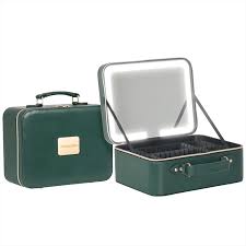 PORODO LIFESTYLE TRAVEL MAKEUP BAG WITH DETACHABLE LED MIRROR GREEN PDLFSTMB12GN
