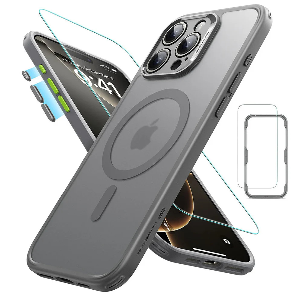 ESR IPHONE 16 PRO MAX CLASSIC SERIES PRO CASE HALOLOCK MAGSAFE CASE WITH SCREEN PROTECTOR FROSTED BLACK