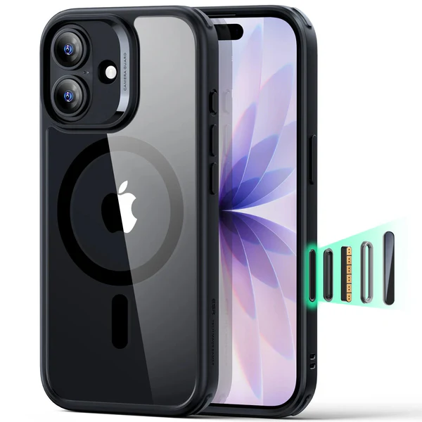 ESR CLASSIC HYBRID MAGNETIC CASE CAM CONTROL COMPATIBLE WITH IPHONE 17 CLEAR BLACK