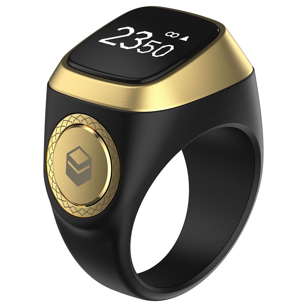 ZIKR RING i QIBLA TASBIH PLASTIC RING 18MM BLACK E01