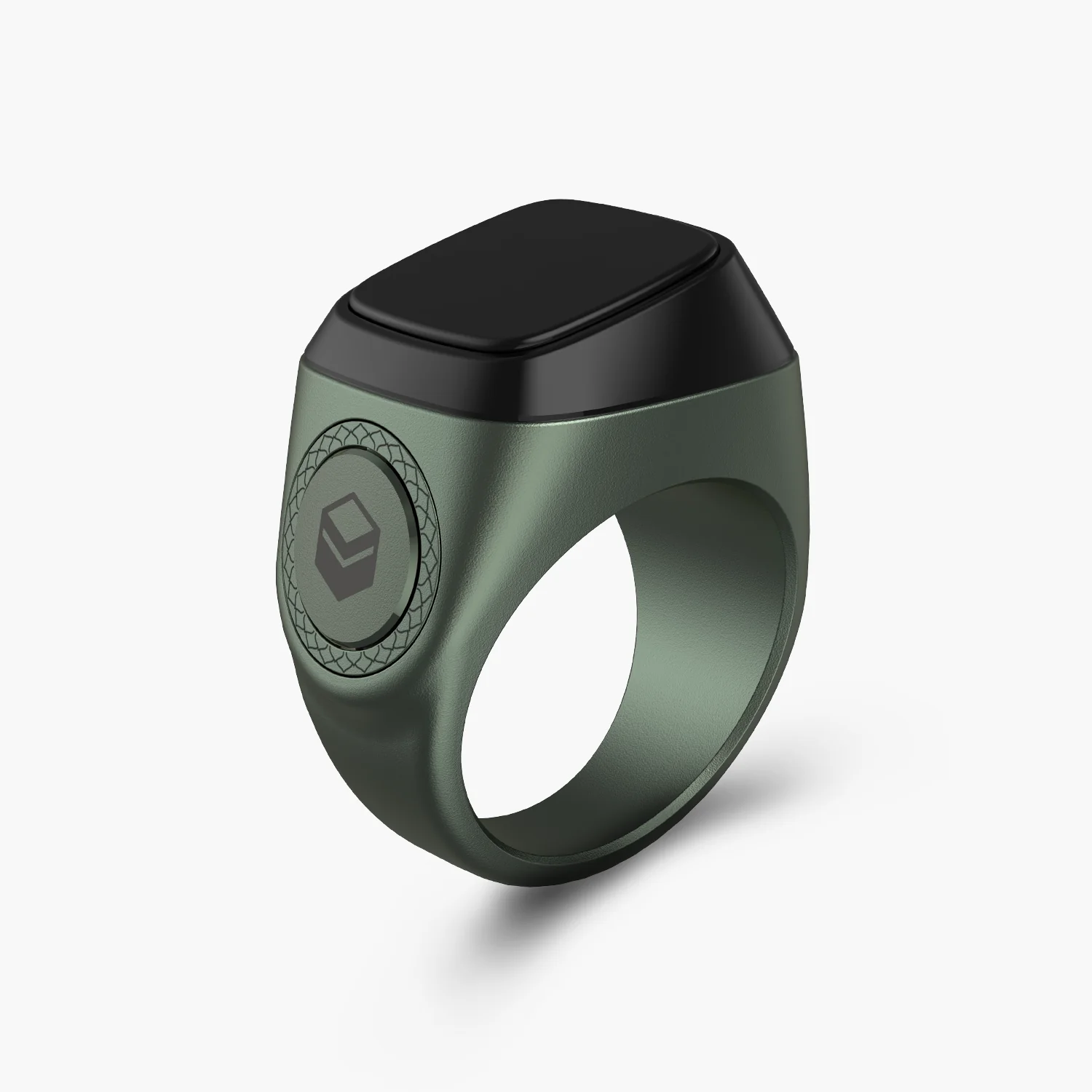 ZIKR RING i QIBLA TASBIH METAL RING 20MM DARK GREEN M02