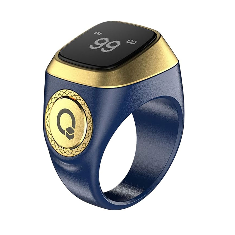 ZIKR RING i QIBLA TASBIH PLASTIC RING 18MM BLUE E01