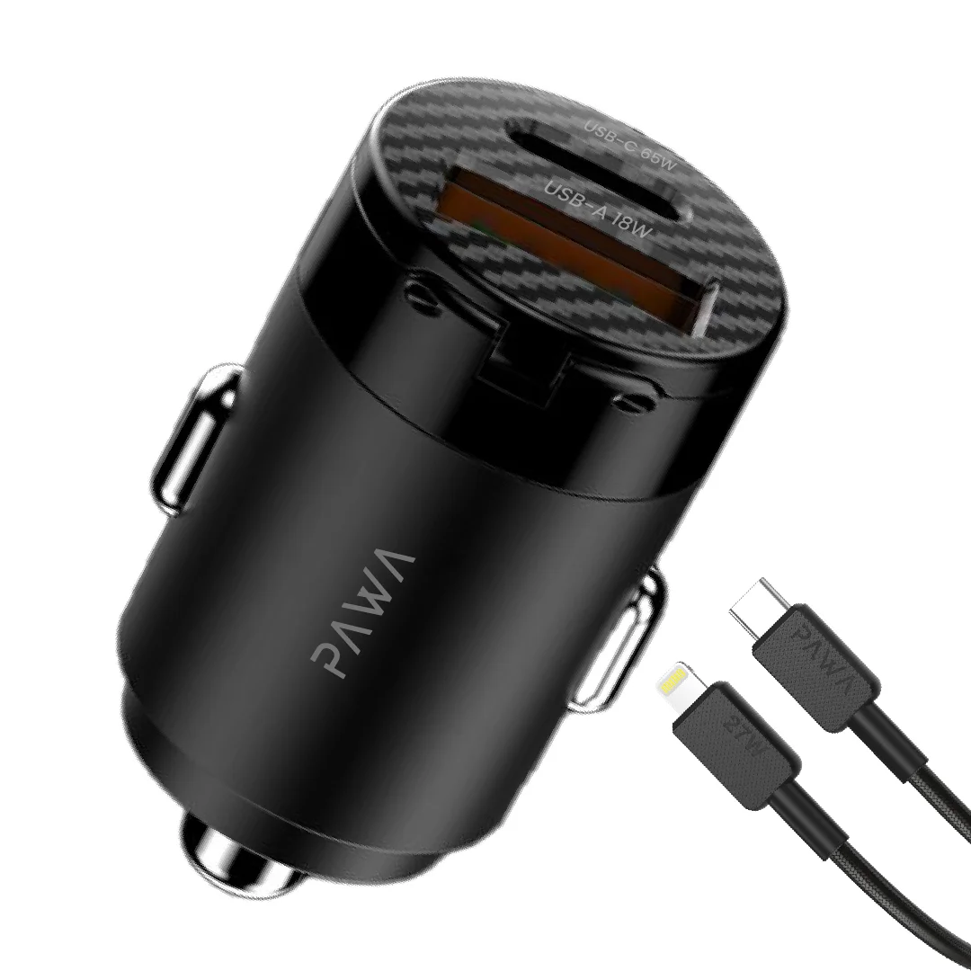 PAWA SUPERMINI CAR CHARGER WITH PD+QC PORT 65W BLACK PW-PDTCN65W-BK