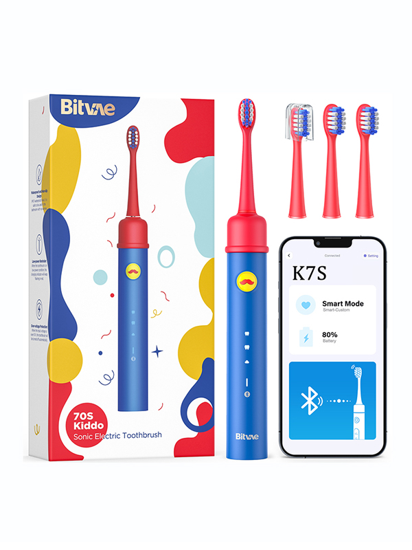 BITVAE TOOTHBRUSH FOR KIDS WITH 4 HEADS +1 CAP BLUE BV-K7S