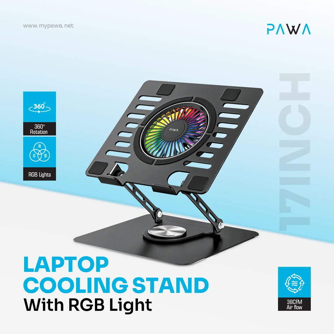 PAWA LAPTOP COOLING FAN WITH RGB LIGHT BLACK PW-MBSTRGB6-BK thumbnail 3