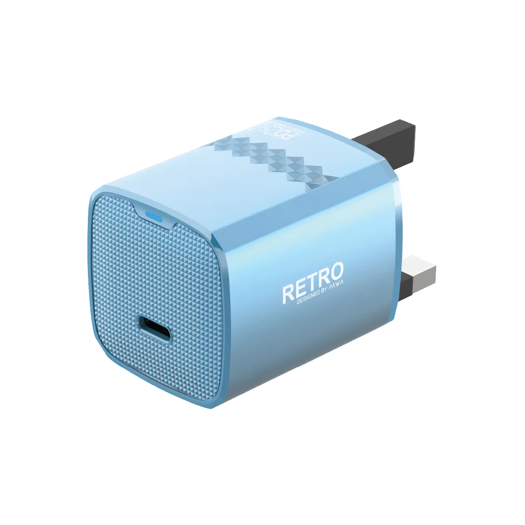 PAWA RETRO PD25W ONLY PD PORT UK CHARGER BLUE TITANIUM PW-TCRT25UK-BLTT