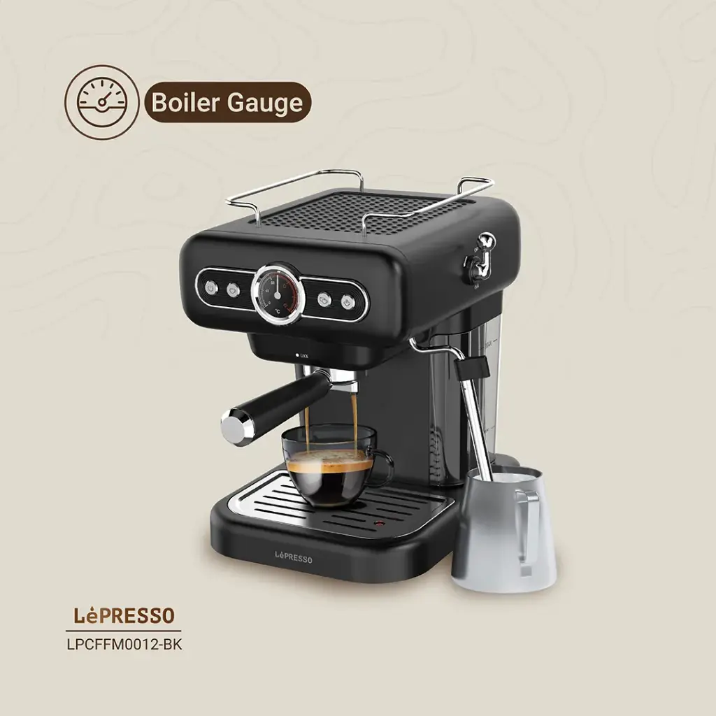 LEPRESSO RETRO ESPRESSO MACHINE BOILER GAUGE AND MILK STEAMER LP012 WHITE LPCFFM0012-WH thumbnail 8