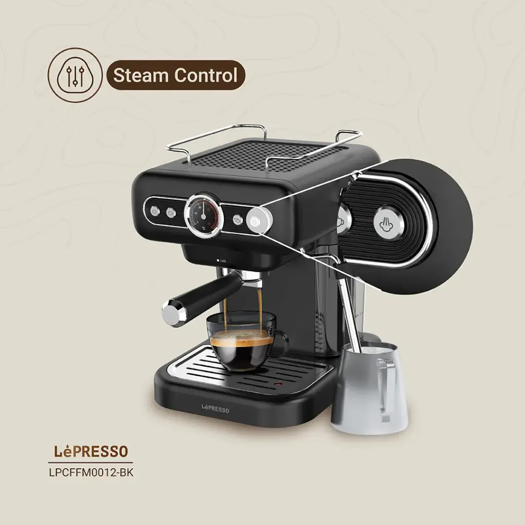 LEPRESSO RETRO ESPRESSO MACHINE BOILER GAUGE AND MILK STEAMER LP012 WHITE LPCFFM0012-WH thumbnail 5