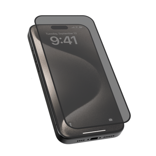 LEVELO IPHONE 15 SOFT EDGE TWICE TEMPERED SCREEN PROTECTOR PRIVACY BLACK