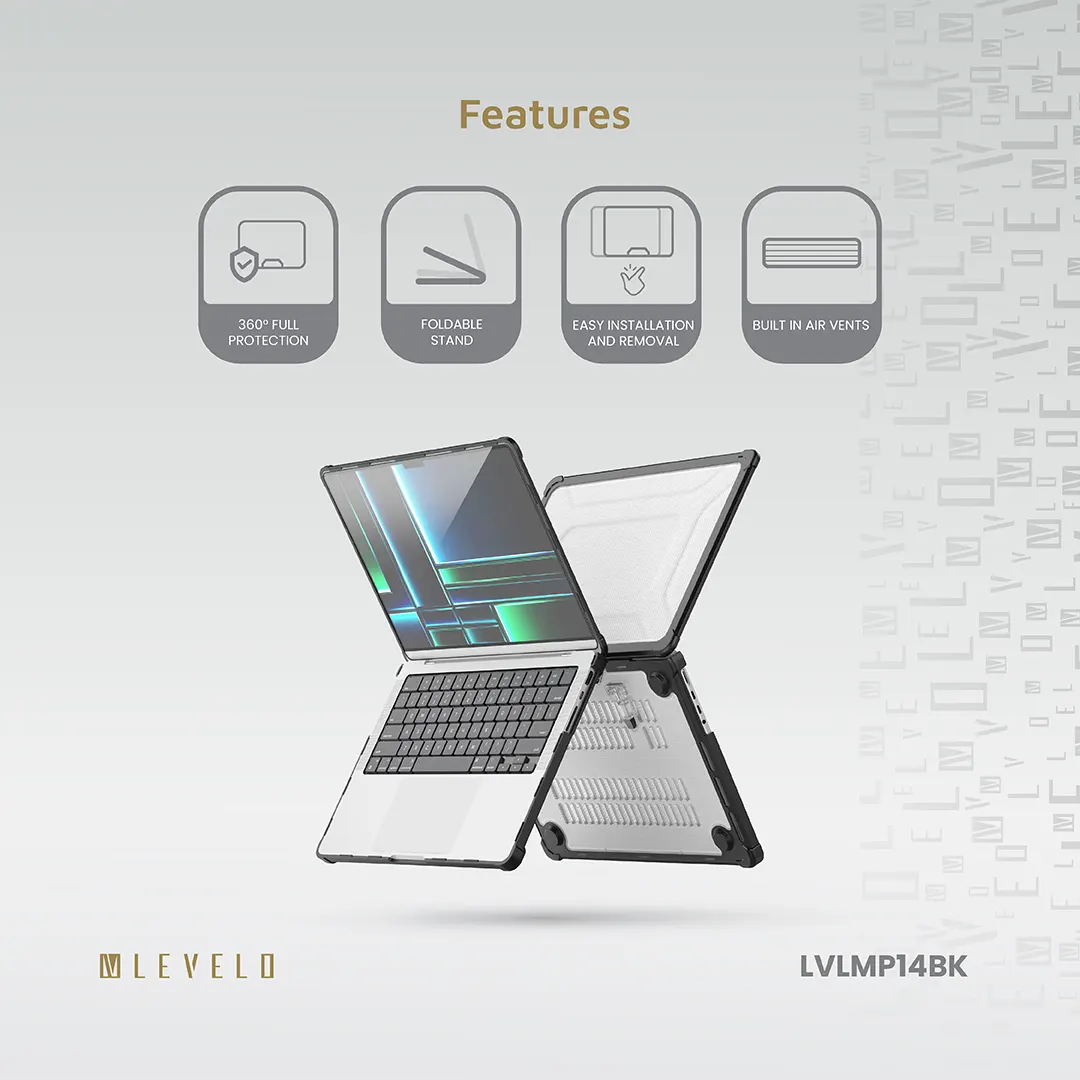 LEVELO ESPECTRO MACBOOK PRO 13.3 INCH CASE BLACK LVLMP13BK thumbnail 2