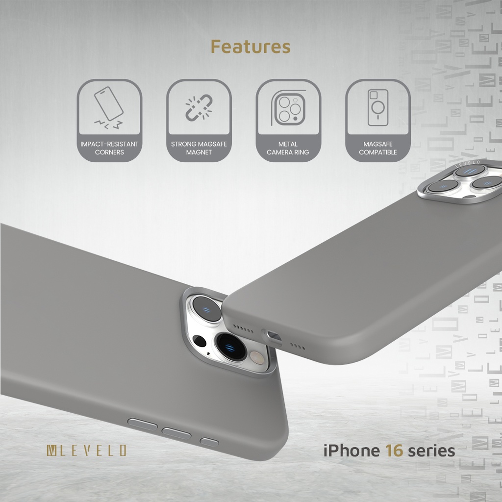 LEVELO IPHONE 16 PRO MAX IRIS MAGSAFE LIQUID SILICONE CASE GRAY LVLIMSC16PMGY thumbnail 4