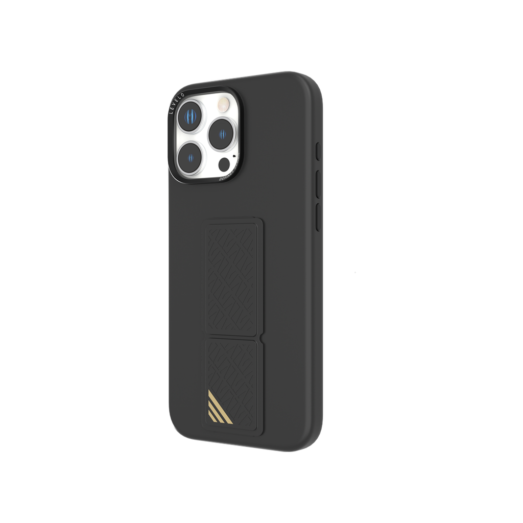 LEVELO MORPHIX SILICON CASE WITH LEATHER GRIP IPHONE 16 PRO MAX BLACK LVLMSL16PMBK thumbnail 3