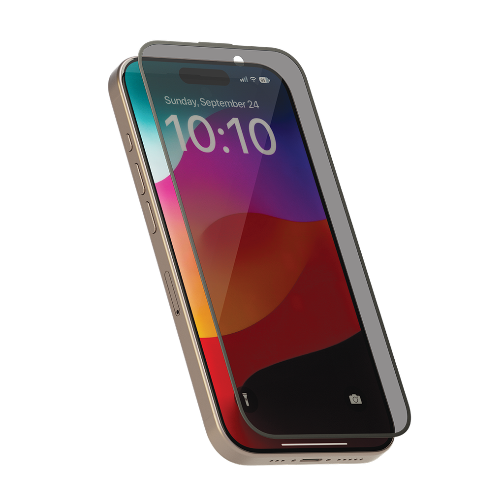 LEVELO IPHONE 15 PRO SOFT EDGE TWICE TEMPERED SCREEN PROTECTOR PRIVACY BLACK