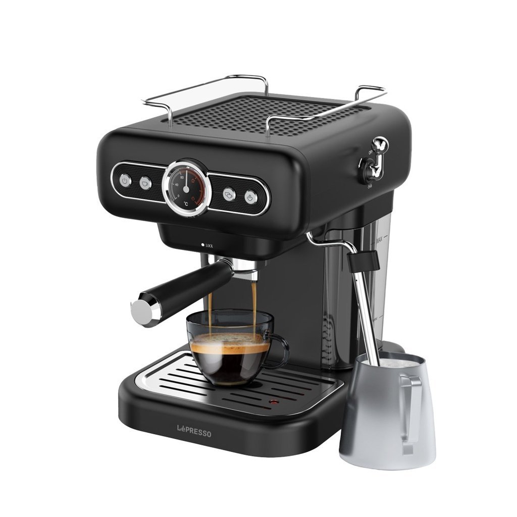 LEPRESSO RETRO ESPRESSO MACHINE BOILER GAUGE AND MILK STEAMER LP012 BLACK LPCFFM0012-BK