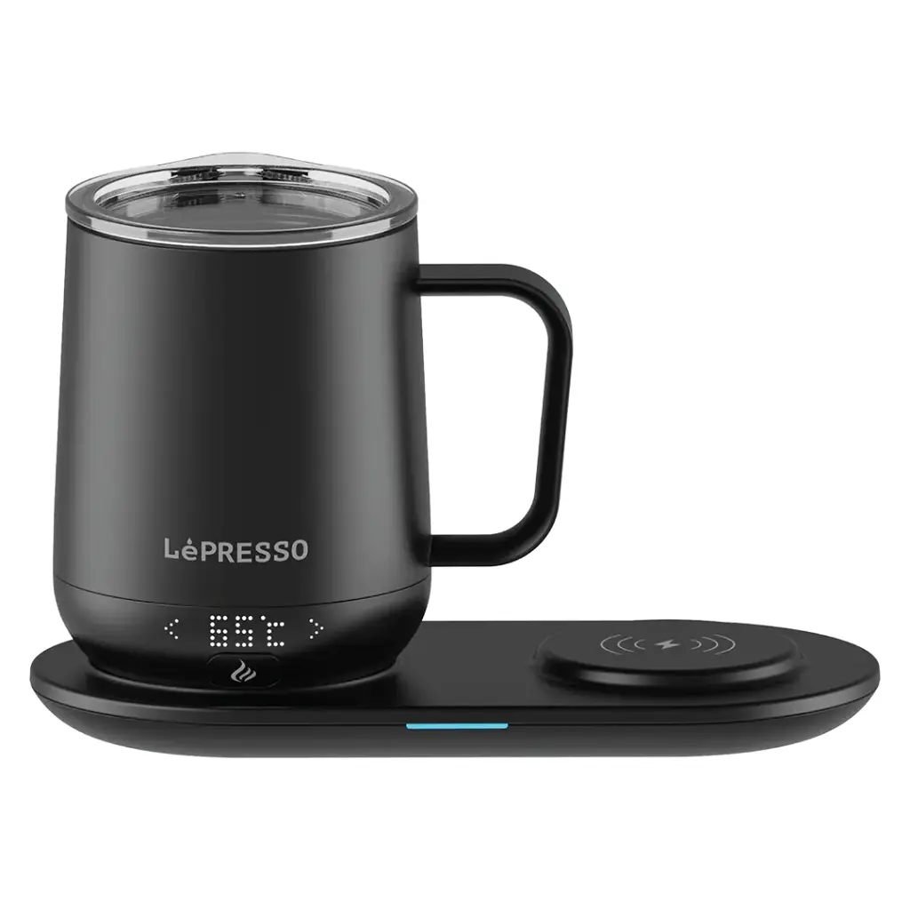 LEPRESSO SMART HEATING TRAVEL MUG WITH WIRELESS CHARGING BLACK LPFFM0034