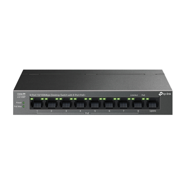 TPLINK LIGHTWAVE 9 PORT 10/100MBPS DESKTOP POE+ SWITCH LS109P