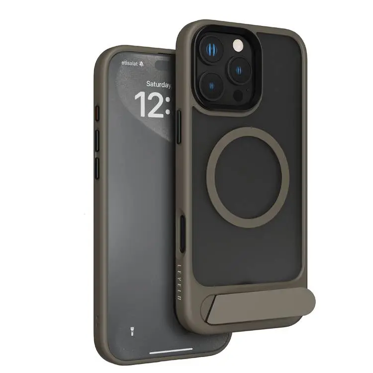 LEVELO IPHONE 16 PRO MATTEO CASE WITH BOTTOM STAND GRIP ROSE GOLD LVL-MCBSG-16P-RSGD
