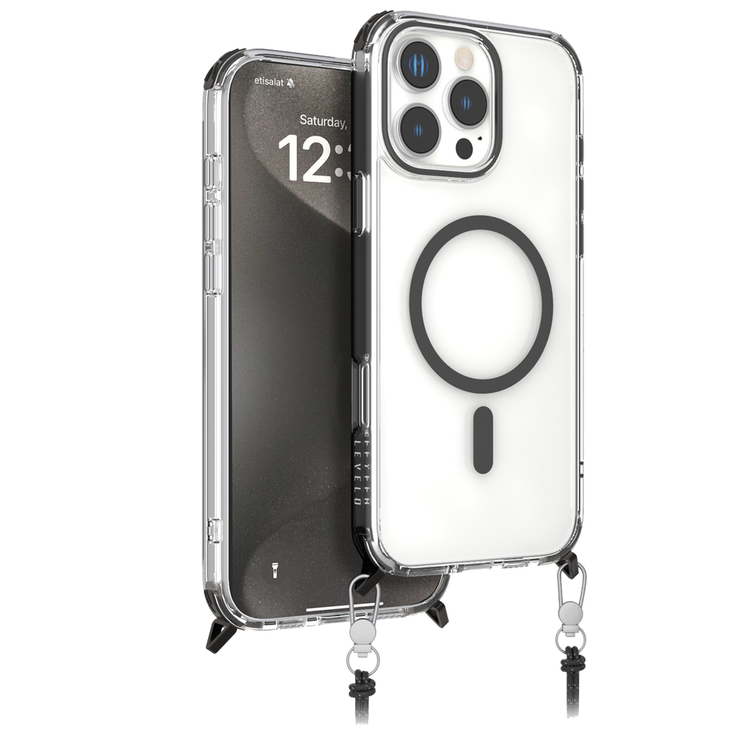 LEVELO CELESTE MAGSAFE CASE WITH CROSSBODY STRAP IPHONE 16 PRO BLACK LVLCMCCS16PBK