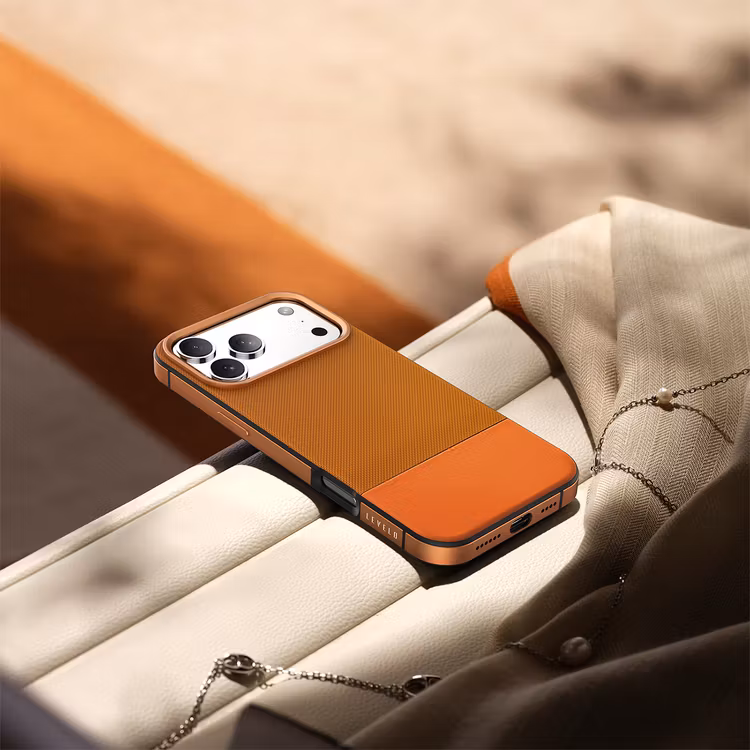 LEVELO IPHONE 17 PRO LEVELO CUIR CASE SUNRISE ORANGE LVLCUIR17PSORG thumbnail 5