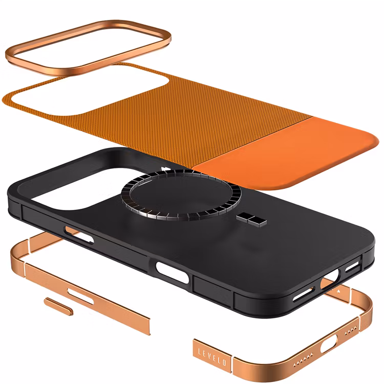 LEVELO IPHONE 17 PRO MAX LEVELO CUIR CASE SUNRISE ORANGE LVLCUIR17PMSORG thumbnail 4
