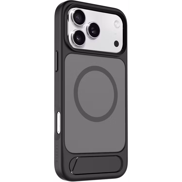 LEVELO MATTEO IPHONE 17 PRO MAX HYBRID KICKSTAND CASE BLACK LVLMTO17PMBK