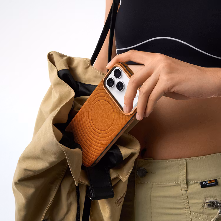 LEVELO SPIRALE IPHONE 17 PRO PU LEATHER HYBRID CASE SUNRISE ORANGE LVLSPR17PSORG thumbnail 5