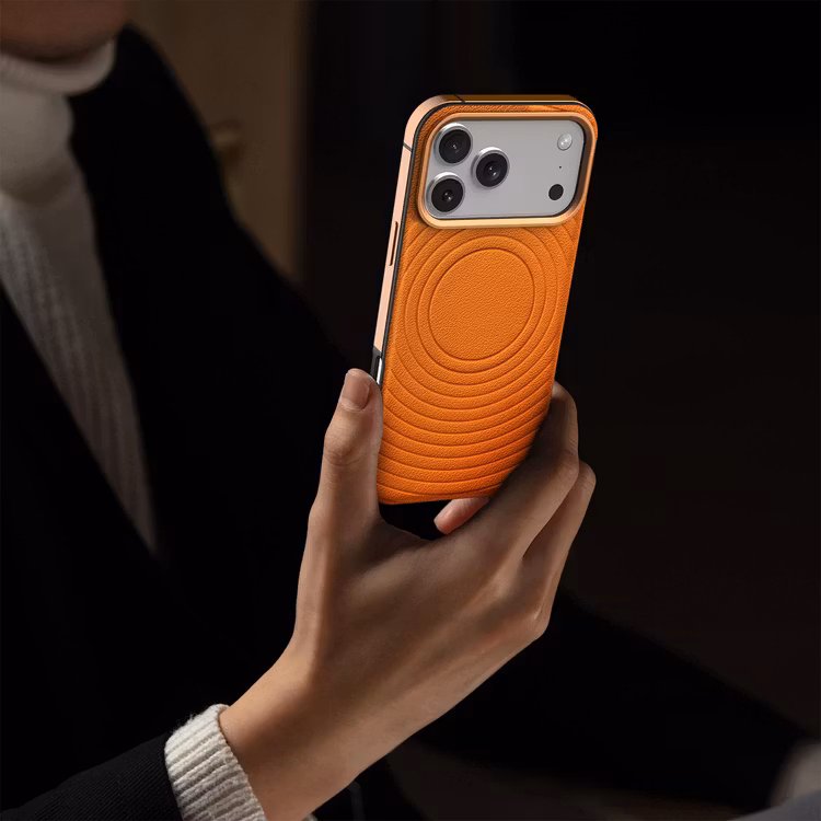 LEVELO SPIRALE IPHONE 17 PRO PU LEATHER HYBRID CASE SUNRISE ORANGE LVLSPR17PSORG thumbnail 7