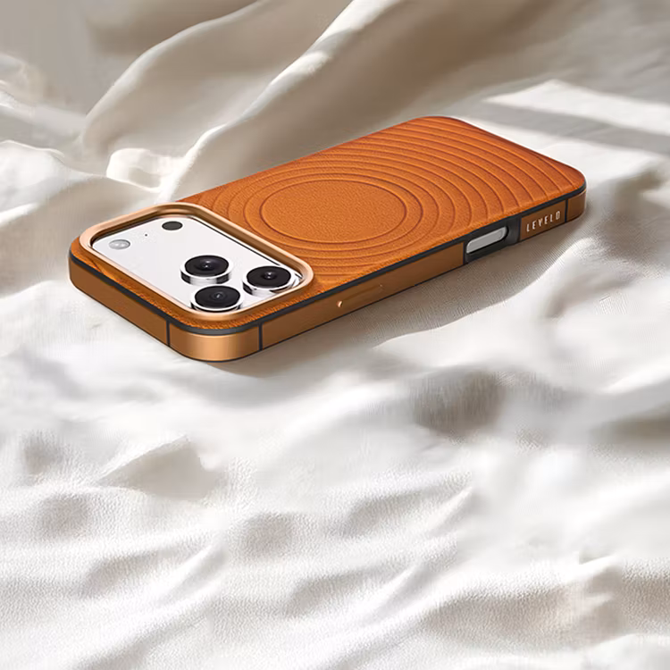 LEVELO SPIRALE IPHONE 17 PRO PU LEATHER HYBRID CASE SUNRISE ORANGE LVLSPR17PSORG thumbnail 6