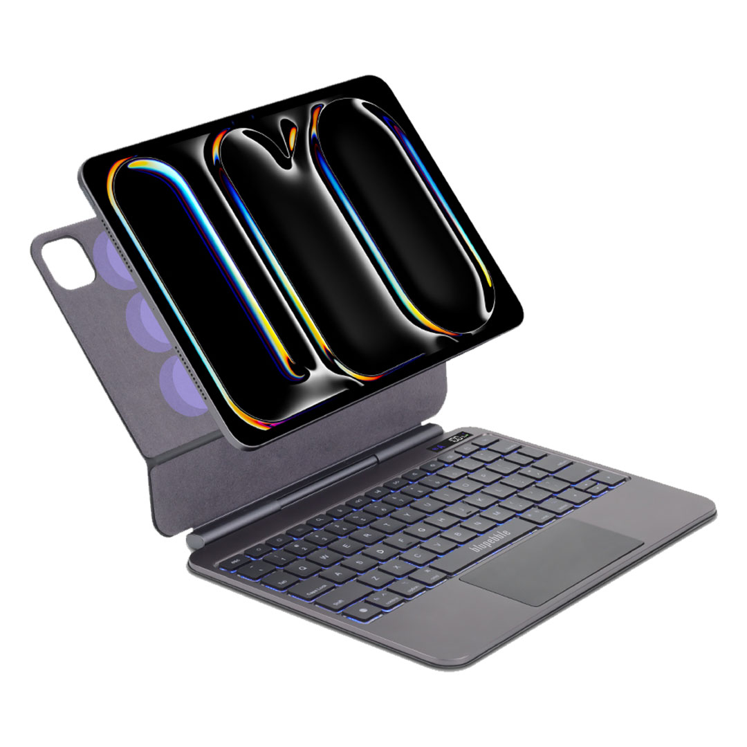BLUPEBBLE IPAD PRO 13 INCH M4 M5 MAGIC FOLIO KEYBOARD WITH TRACKPAD ARABIC BLACK BP-MFIPD13PRO2025AR-BK