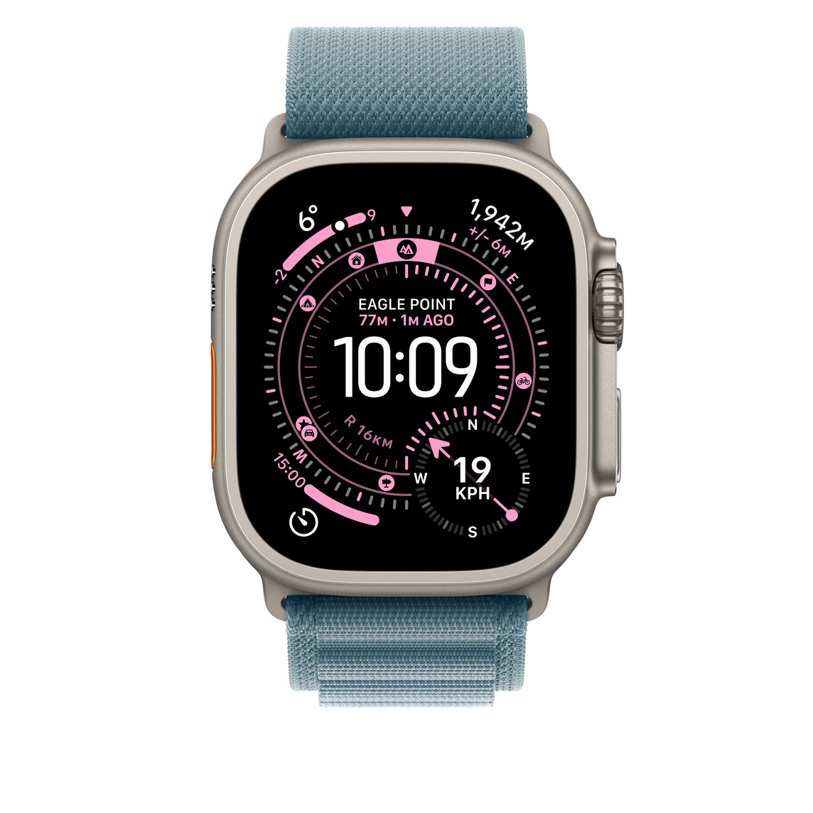 APPLE WATCH 49MM LIGHT BLUE NATURAL TITANIUM ALPINE LOOP LARGE MFTK4 thumbnail 2