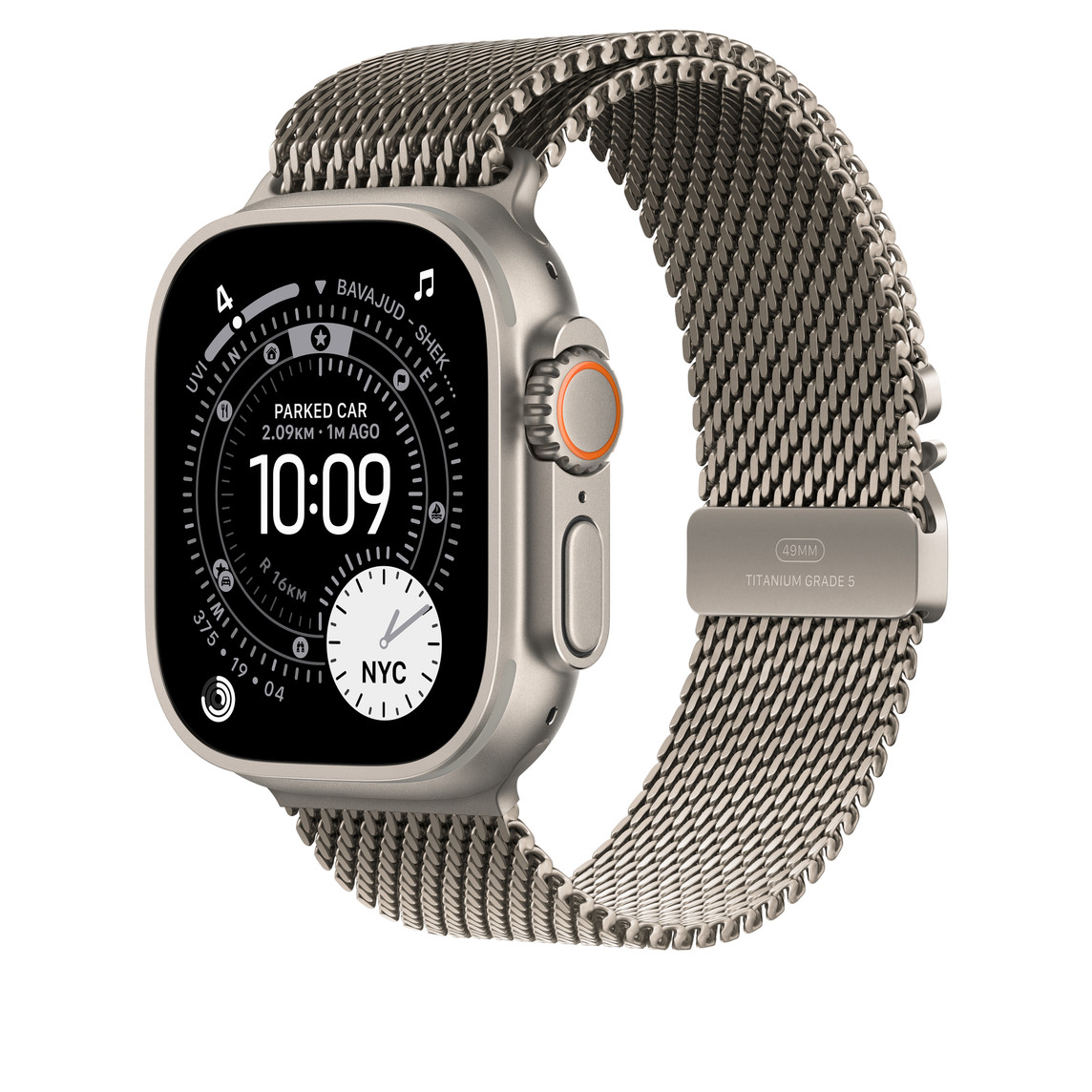 APPLE WATCH 49MM NATURAL TITANIUM MILANESE LOOP MEDIUM MGHP4 thumbnail 2