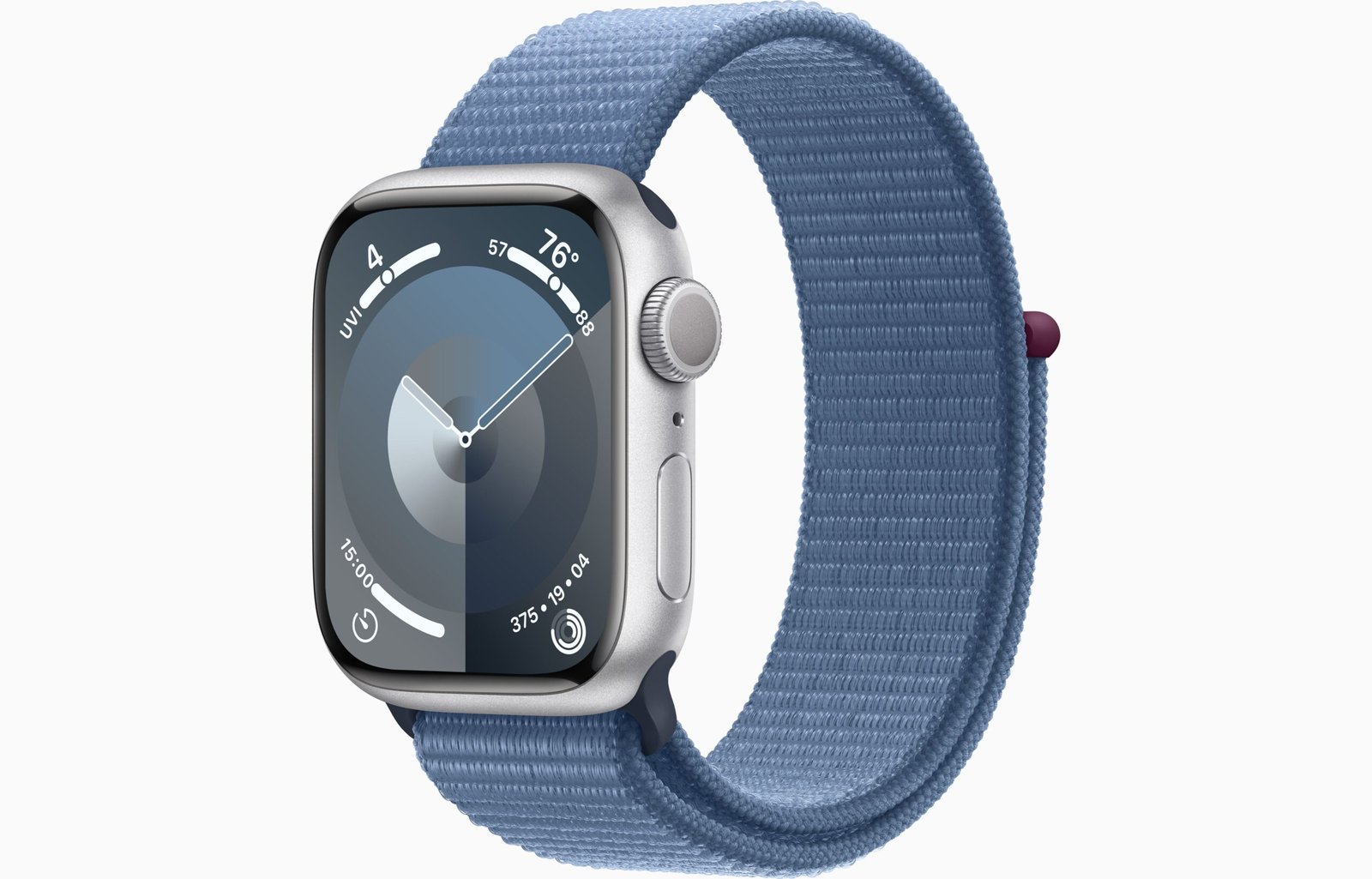 APPLE WATCH SERIES 9 41MM GPS SILVER ALUMINUM CASE WITH WINTER BLUE SPORT LOOP MR923