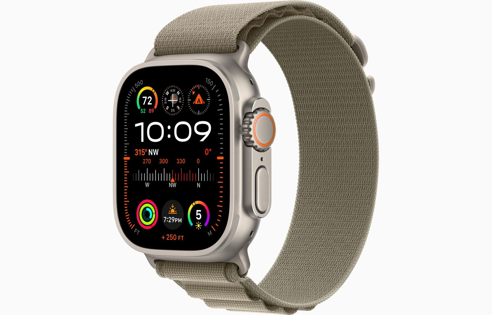APPLE WATCH ULTRA 2 49MM GPS + CELLULAR TITANIUM CASE WITH OLIVE ALPINE LOOP