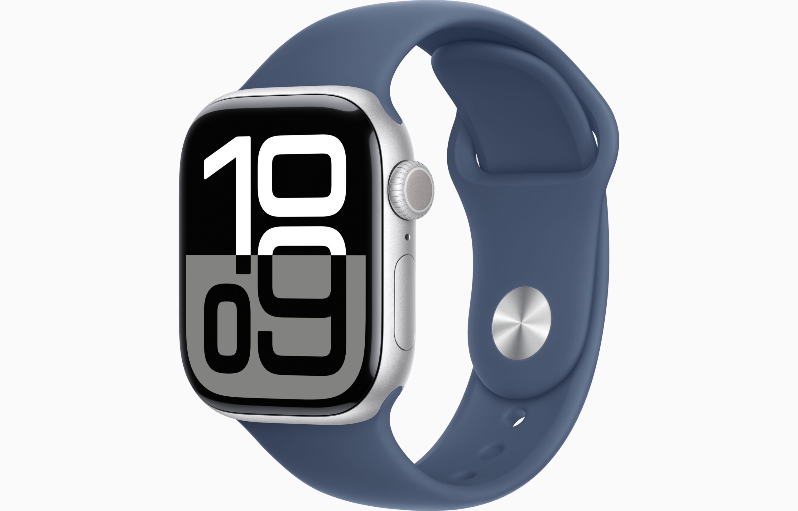 APPLE WATCH SERIES 10 42MM GPS SILVER ALUMINIUM CASE WITH DENIM SPORT BAND MWWC3