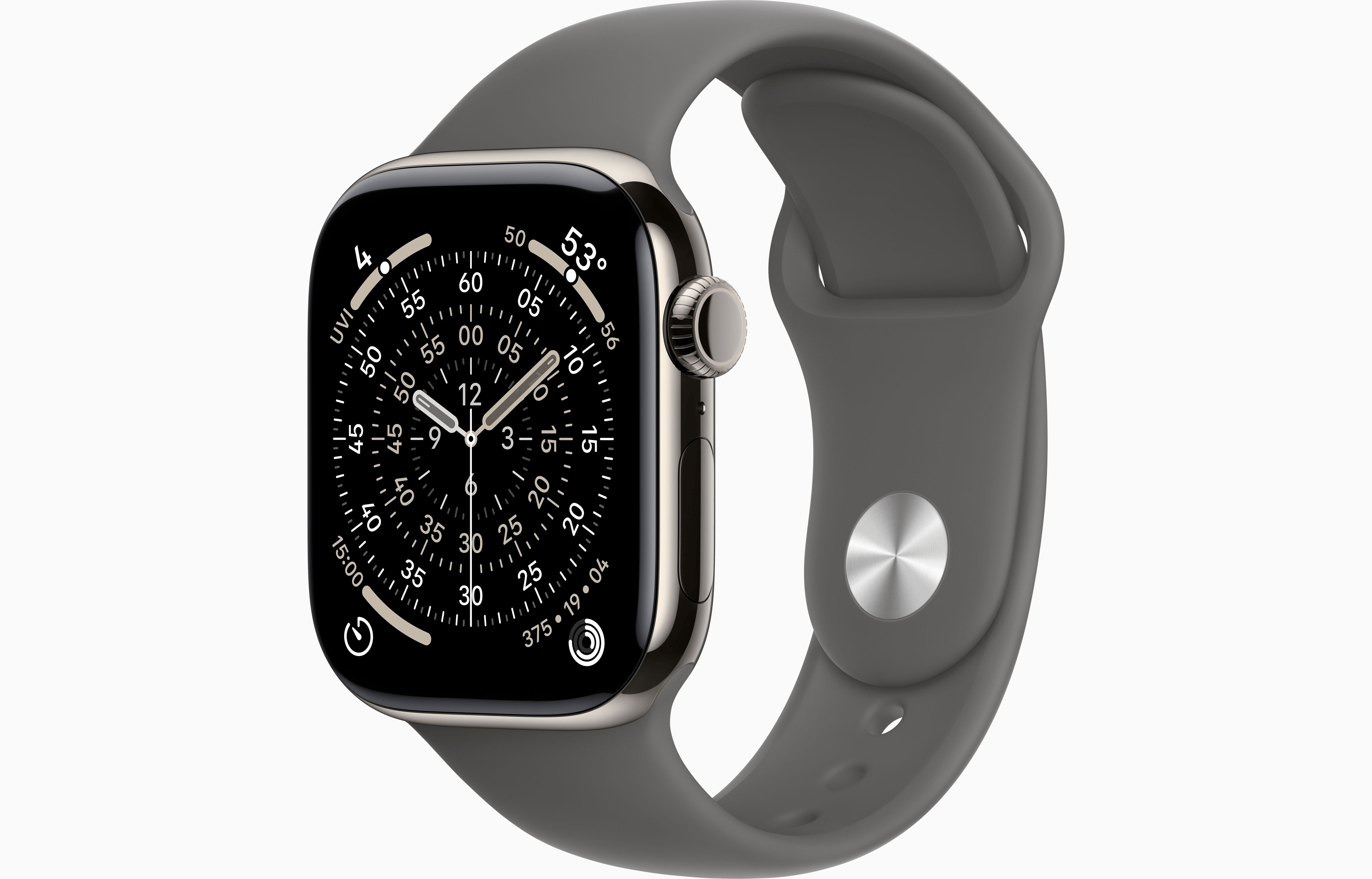 APPLE WATCH SERIES 11 GPS + CELLULAR 42MM NATURAL TITANIUM CASE WITH STONE GRAY SPORT BAND M-L MF8N4