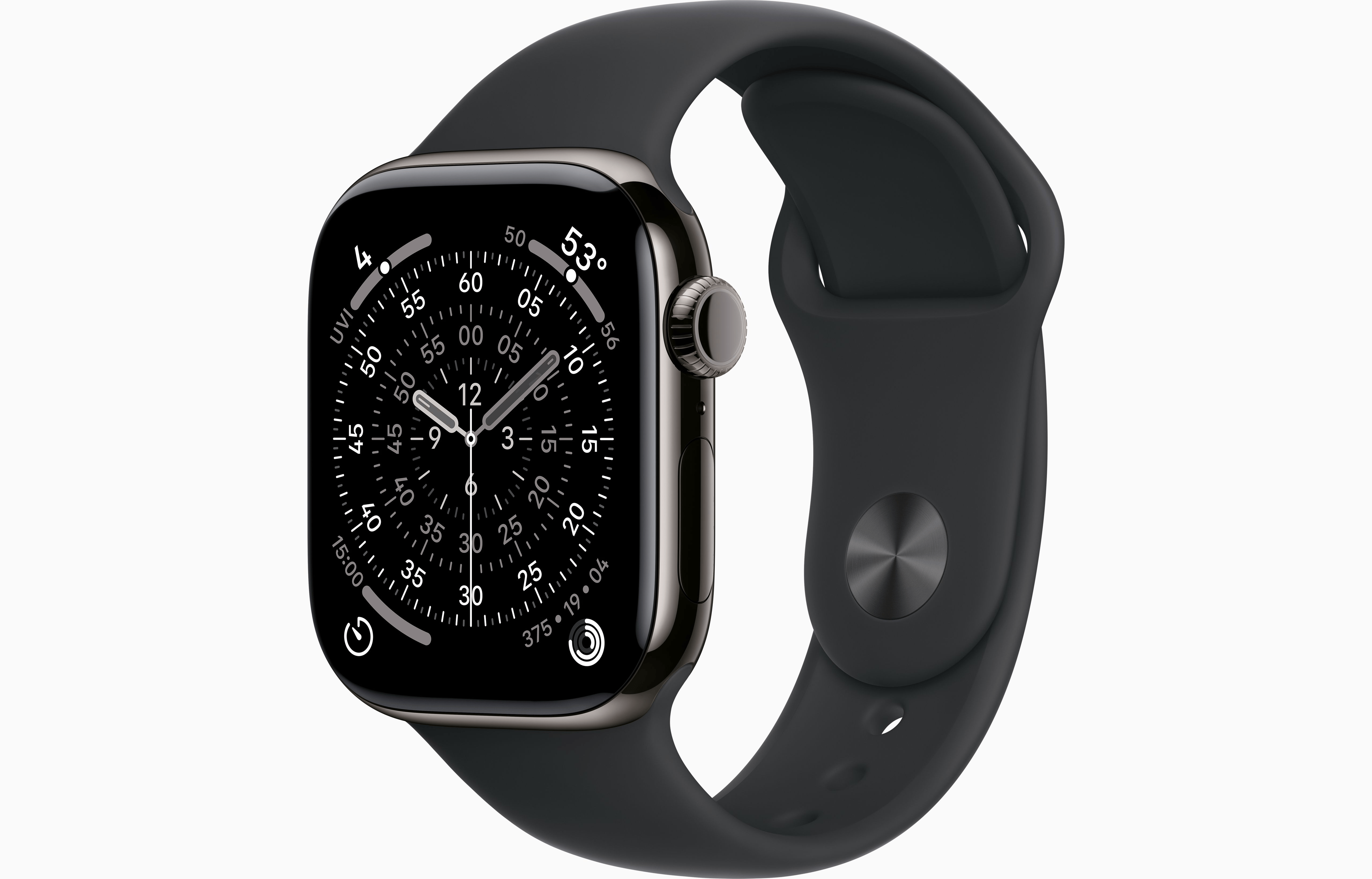 APPLE WATCH SERIES 11 GPS + CELLULAR 42MM SLATE TITANIUM CASE WITH BLACK SPORT BAND S/M MF8R4