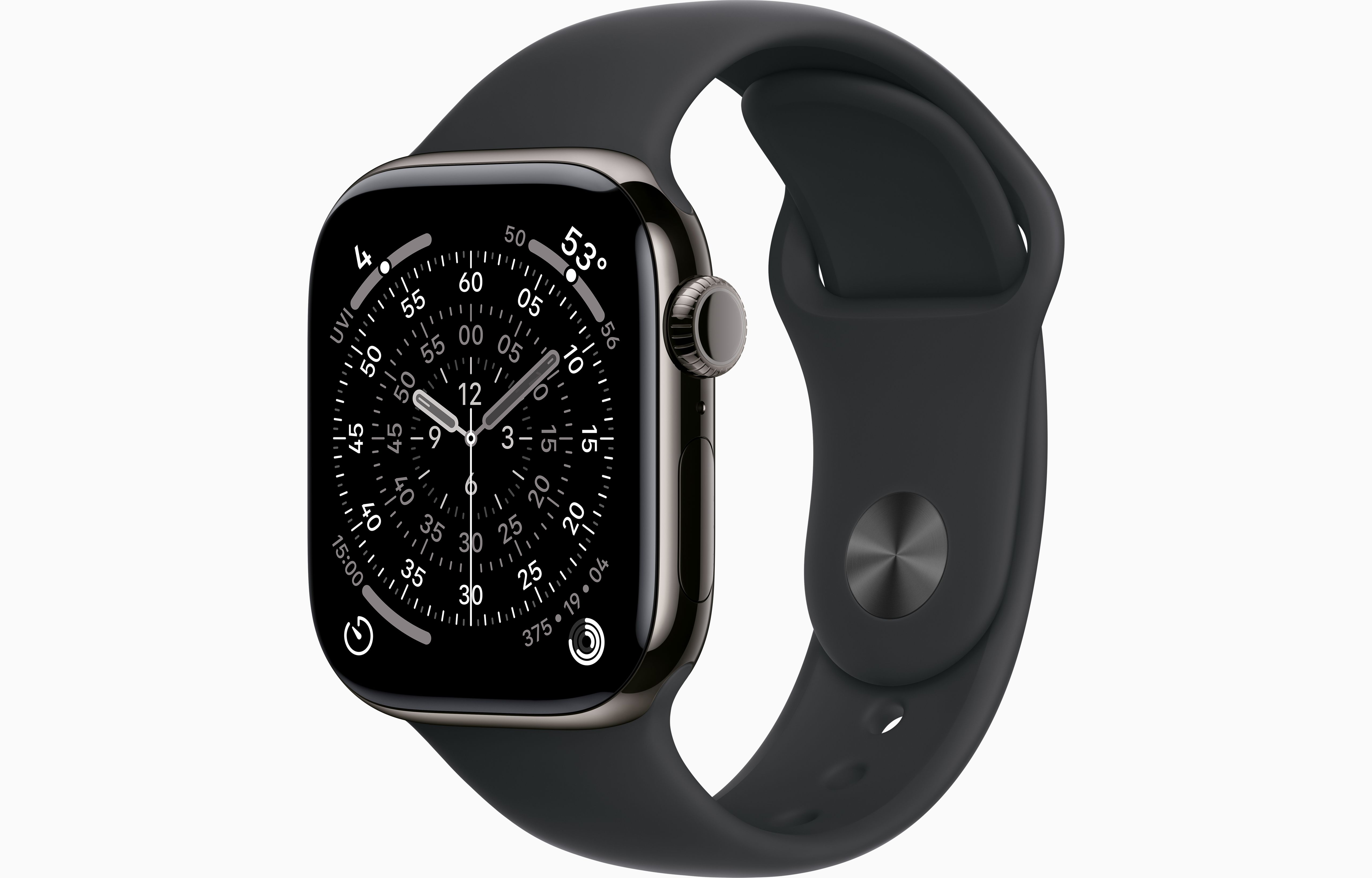 APPLE WATCH SERIES 11 GPS + CELLULAR 42MM SLATE TITANIUM CASE WITH BLACK SPORT BAND M/L MF8T4