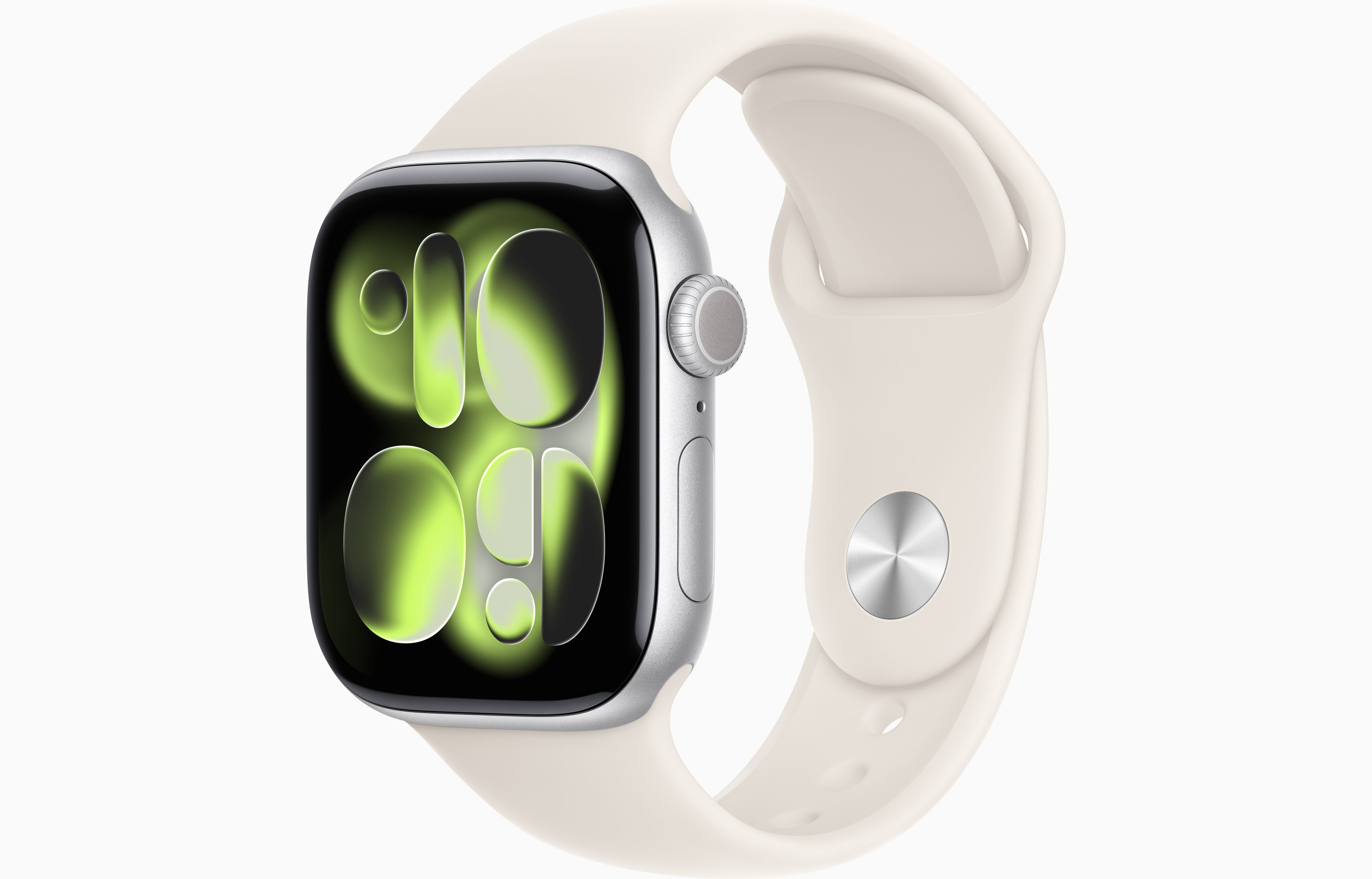 APPLE WATCH SERIES 11 GPS 42MM 2025 SILVER ALUMINIUM CASE WITH STARLIGHT SPORT BAND S/M MEW34